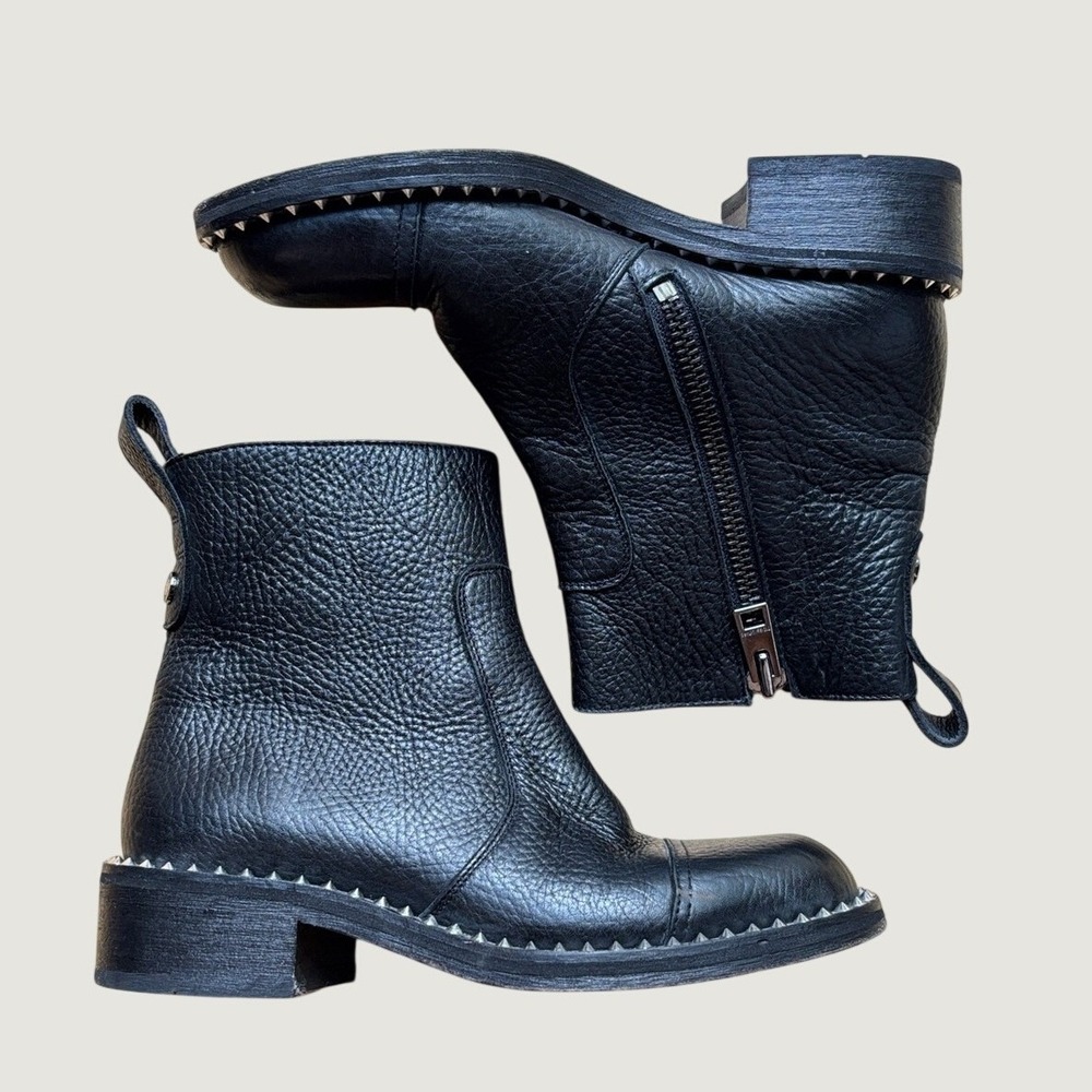 Zadig & Voltaire Women's Size 6.5 Empress Clous Ankle Boots Black Leather Stud